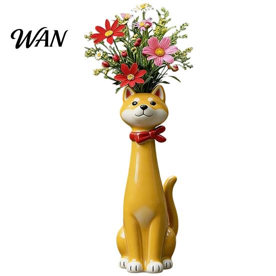 Small Vase Quirky Dog Handcrafted Whimsical Animal Flower Resin Decorative Floral Plants for Desk Shelf Boho Home Decor Gift Lovers Table Centerpiece