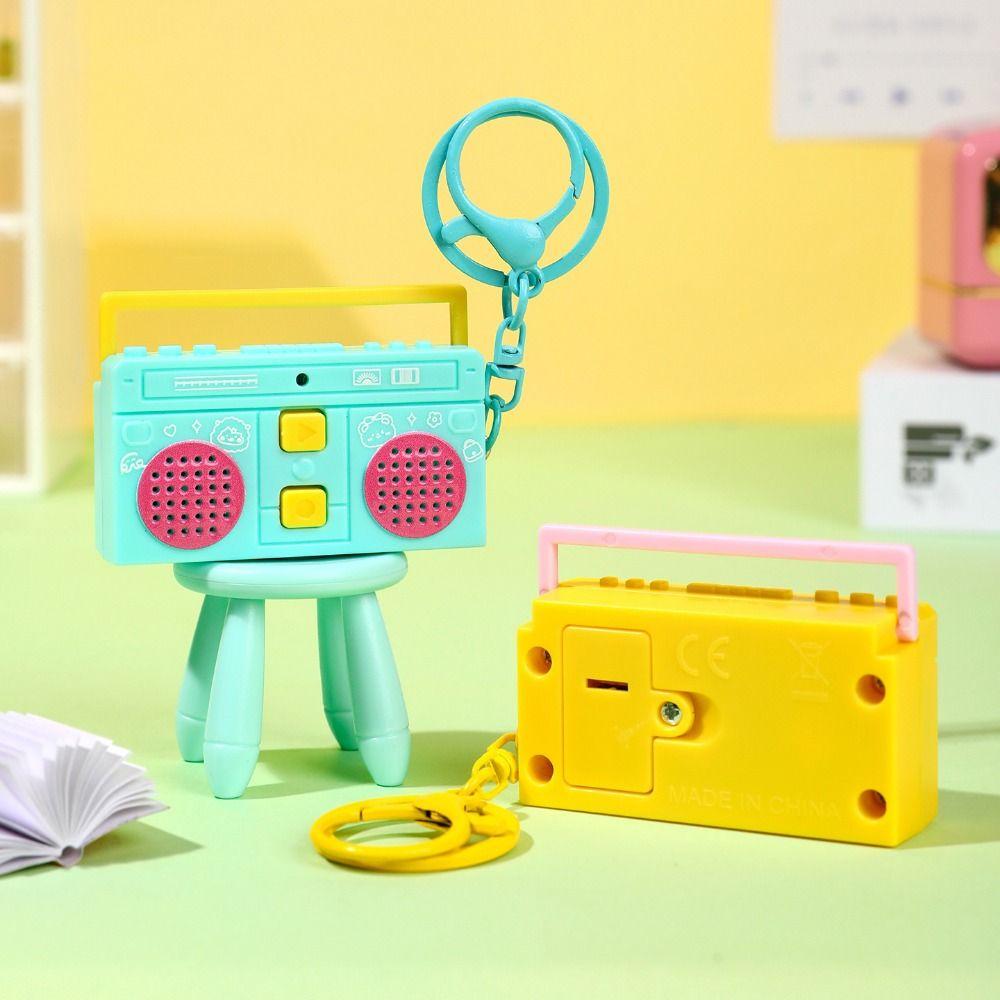Retro Radio Shape Keychain Bag Hanging Tape Recorder Pendant Small Speaker Key Holder  Woman