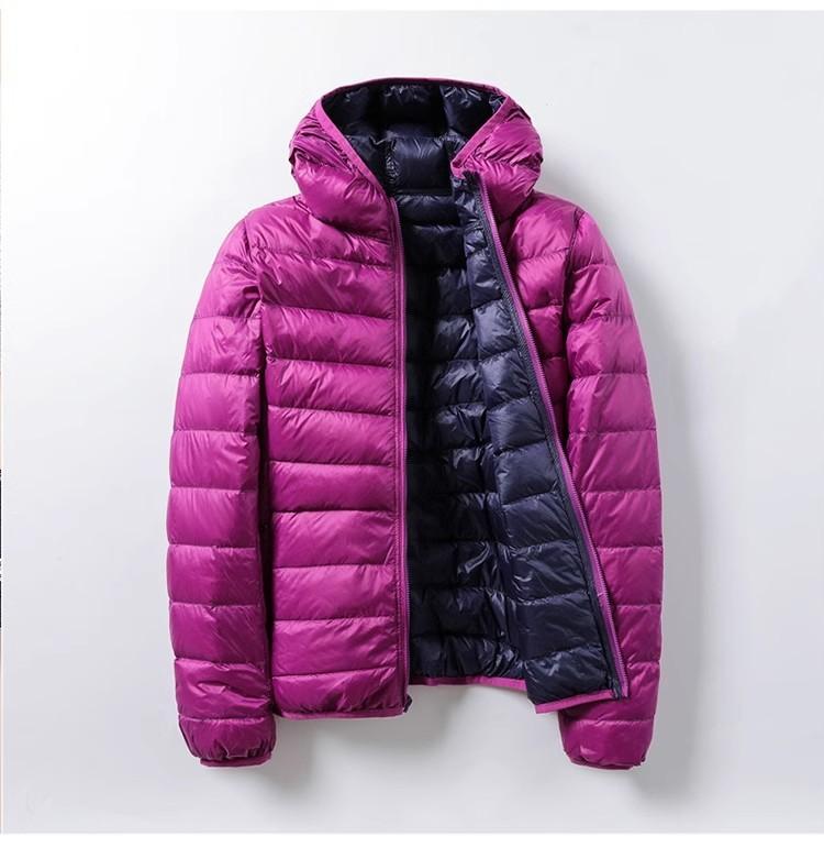 Women Double Side Jacket Hooded Windbreakers Design Lightweight Warm Coats