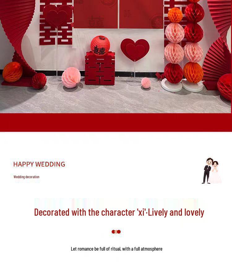 Wedding Ceremony Hanging Cloth Banner Set - Double Happiness Backdrop & Room Decor