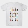 Men Black Print T-shirt Guitar Collection No-Cut Transfer Paper Print Cotton Tshirt