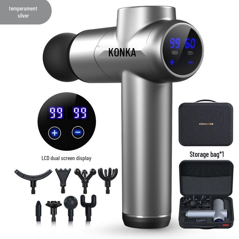 Kit Pistola de Massagem Fascial: Pistola Massageadora de Pescoço com Cabo USB, Cabeças de Massagem, Bacia para Banho de Pés, Bolsa de Ervas.