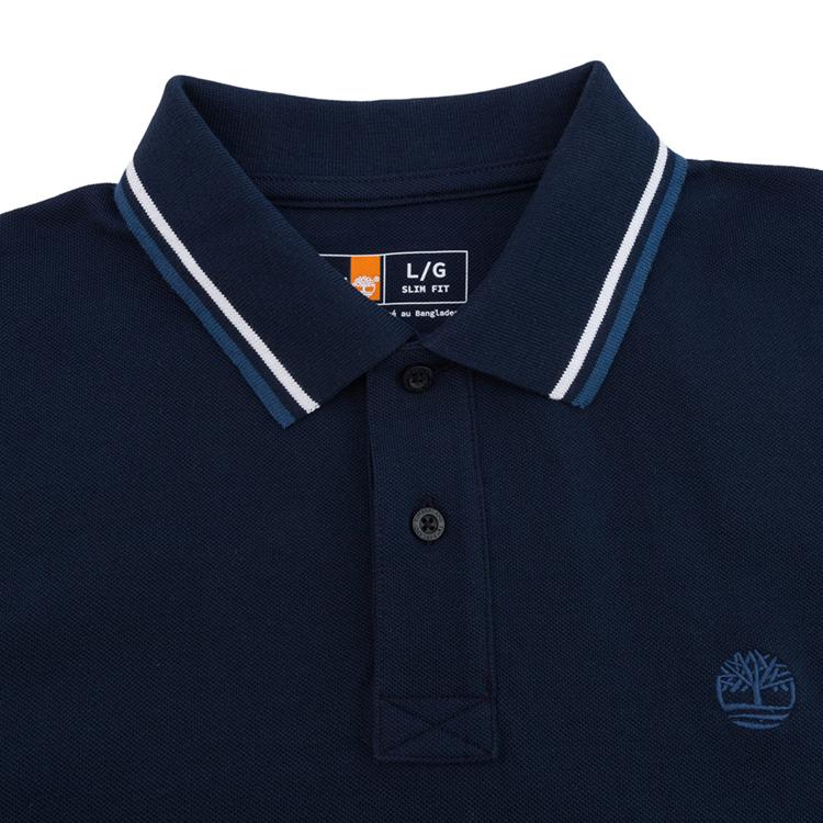 Timberland Outdoor Casual Slim Fit Striped Breathable Short Sleeve Polo Shirt Men Polo Shirts Navy-Blue A628NZ02