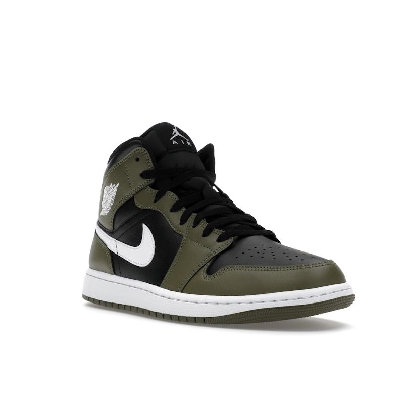 Air Jordan 1 Mid Medium Olive Unisex Sneakers Green Black White DQ8426-092