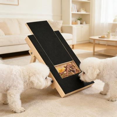 Dog Nail Scratch Pad Puppy Nail Sliding Treat Box File Toy with Nail File Wooden Board for Dogs