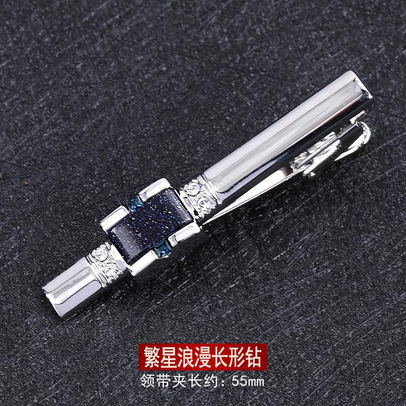 Colore Gun Blue Diamond Fermacravatta Semplice da Uomo Oro Argento Spille da Abito da Lavoro per Uomo e Donna Versione Coreana Clip di Sicurezza per Collare