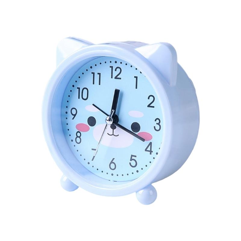 

Lovely Kitten Alarm Clock Desk Clock for Kids Gift with Kitten Ears Designing Bedside Alarms Quiet Movement синий
