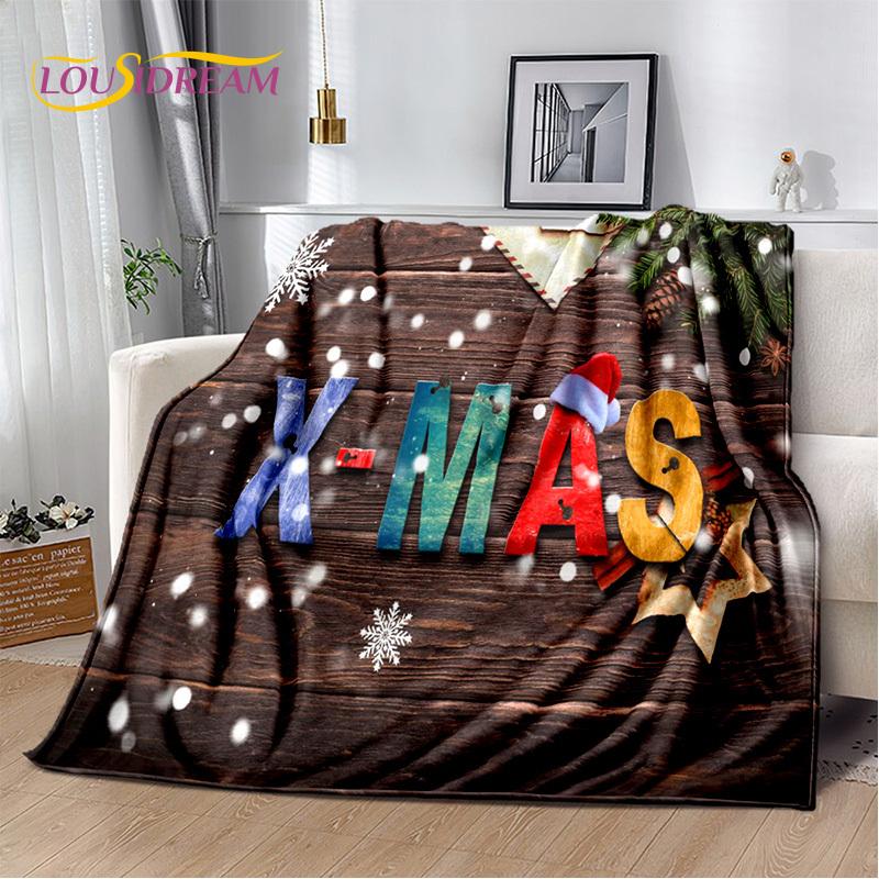 Cartoon Santa Claus Merry Christmas Tree Kid Gift  Soft Plush Blanket,Flannel Blanket Throw Blanket for Living Room Bedroom Sofa