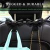 2 PCS Car Seat Headrest Hooks, Cute Bow Shaped Vehicle Backseat Storage Hooks, Leather Bow Shaped Sturdy Car Seat Back Hooks For
