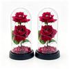 Red Roses Preserved Flower Glass Dome with Light - Qixi Valentine’s Day Decorative Gift