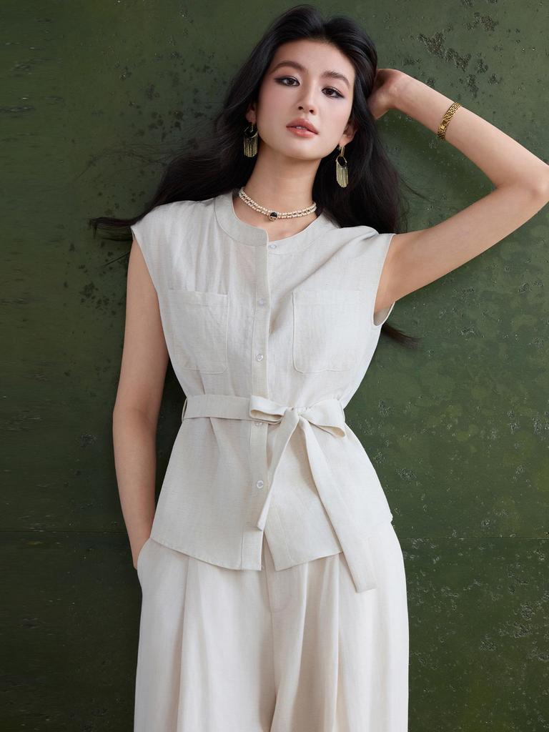 Women's High-End Linen Vest Suit: 2026 Cross-Border Casual Waistcoat Set