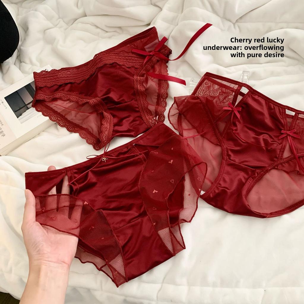 Women's Spring and Autumn Year Net Red 10A Extended Crotch Mid Waist Panties