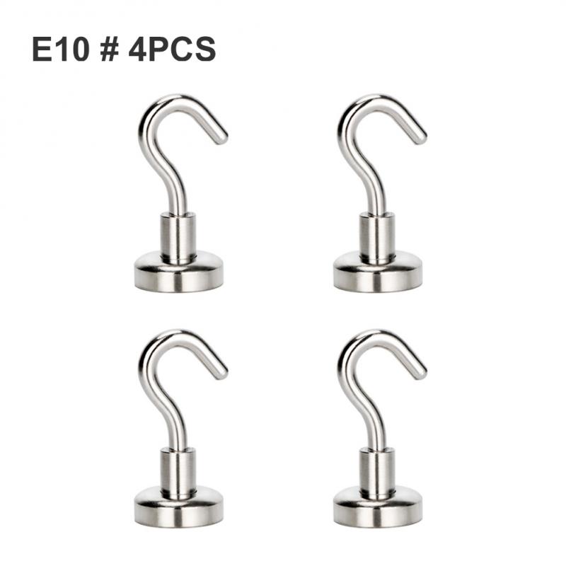 

Magnetic Hook Neodymium Magnet E10/16/20 Electroplating Metal Strong Hook Thick Wall Hook for Home Kitchen Organization 4pcs