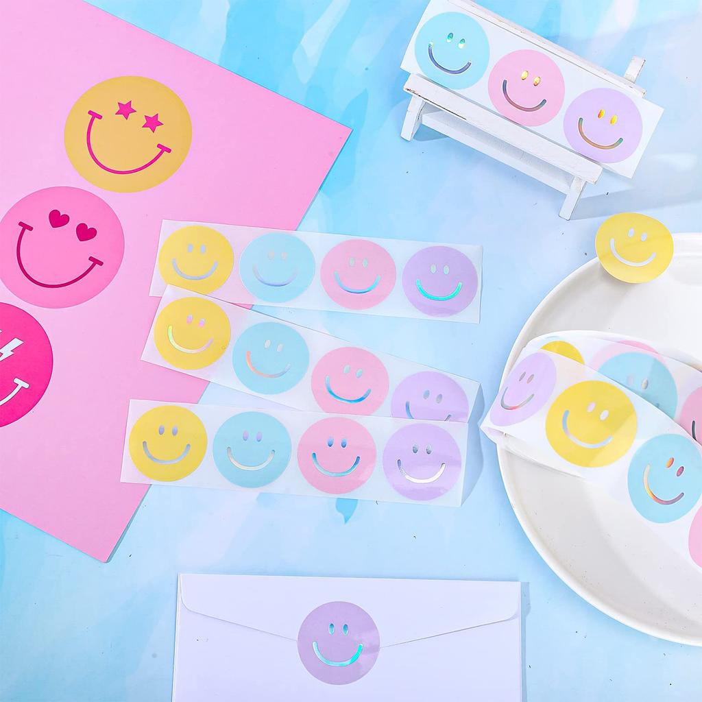 100-500pcs Cartoon Laser Round Stickers Birthday Party Gift Wrapping Label Scrapbook Reward Stationery Stickers