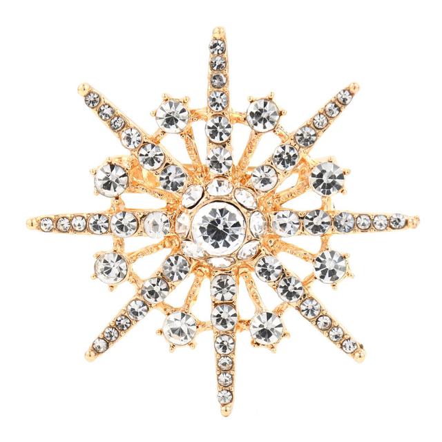 Strass Stern Brosche Funkelnder Kristall Schneeflocke Anstecknadel Für Damen Hut Schal Rucksack Accessoires