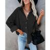 Damer Casual Manchestervårdblus Randig Damer Skjortjacka Vintage Knapp Ficka Lös Mode Blusar Toppar Plus Size