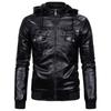 Padded Leather Jacket Men's Winter Thickening Warm Removable Cap Pu Jacket Biker Jacket