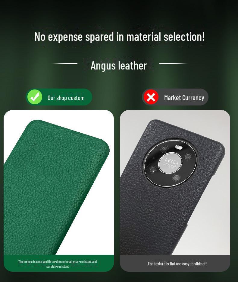 Genuine leather protective cover for Honor X20/X20SE/X10Max with cowhide litchi pattern.
