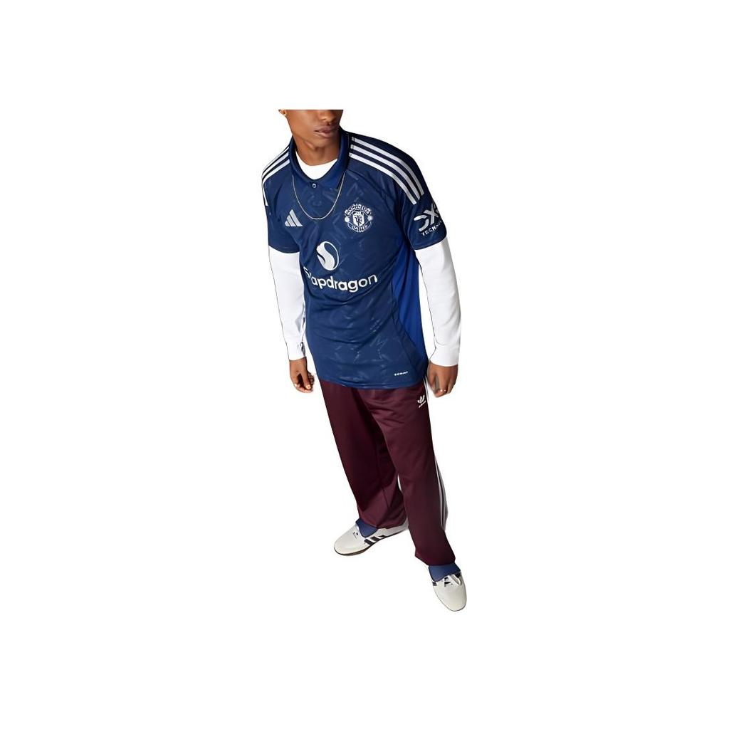 adidas Manchester United SS24 Fashion Logo Polo Short Sleeve Away Football Shirt Men Tops Night-Indigo IU1390