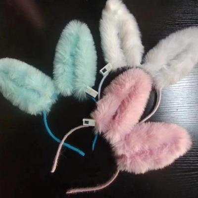Funny Rabbit Ear Hairband Realistic Luminous Bunny Headband Creative Glowing Plush Headband  Party