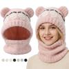 Slouchy Bear Ears Knit Hat Warm Plush Beanie Cap Soft Ear Protection Hat  Cold Weather
