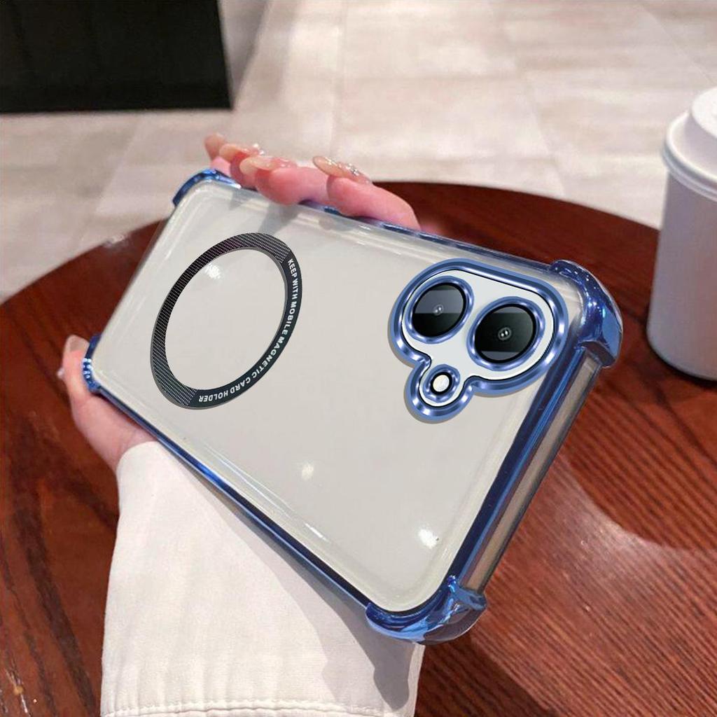 Case for TECNO SPARK Go 2 Clear Magnetic Casing Electroplated Lens Frame Phone Cover