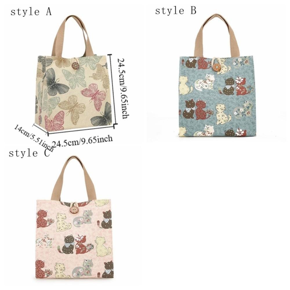 Large Capacity Lunch Bag Thermal Insulation Portable Mommy Bag Butterfly Print Bag Lunch Storage