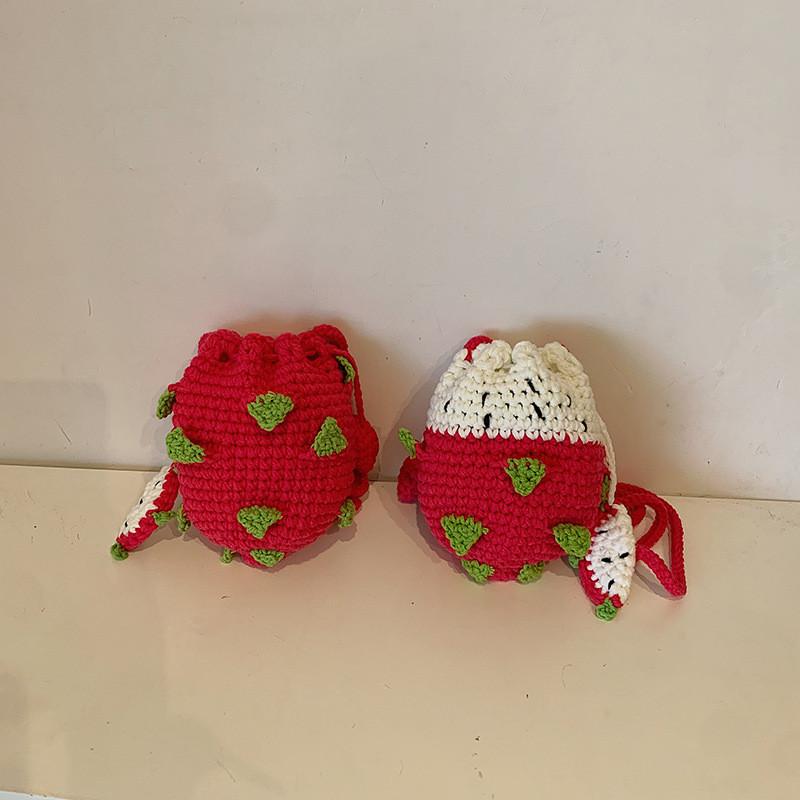 Charming Knitted Childrens Bag With Adorable Dragon Fruit Design For Boys Girls And