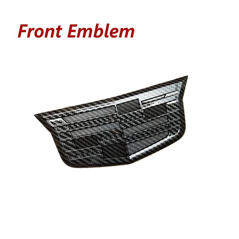 Dla Cadillac XTS XT5 XT6 ATS-L Emblemat z włókna węglowego Grill przedni samochodu Naklejka na tył Akcesoria zewnętrzne do tuningu samochodu