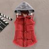 Women Autumn Winter Color Block Sleeveless Hooded Waistcoat Warm Thick Vest Coat