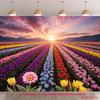 2D Sunset Floral Scenery Background for Party Decoration