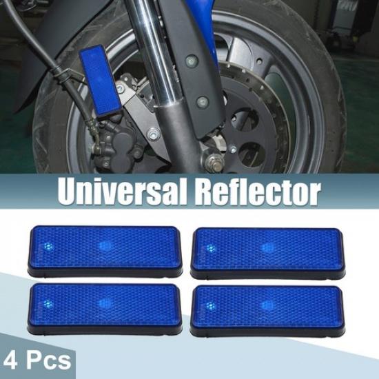 4 Pcs Universal Rectangle Shape Reflectors for Motorcycle Garbage Cans Blue