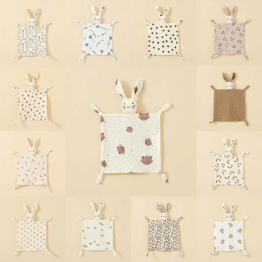 Baby Animal Cotton Swaddle With Plush Rabbit Toy For Sleep And Comfort