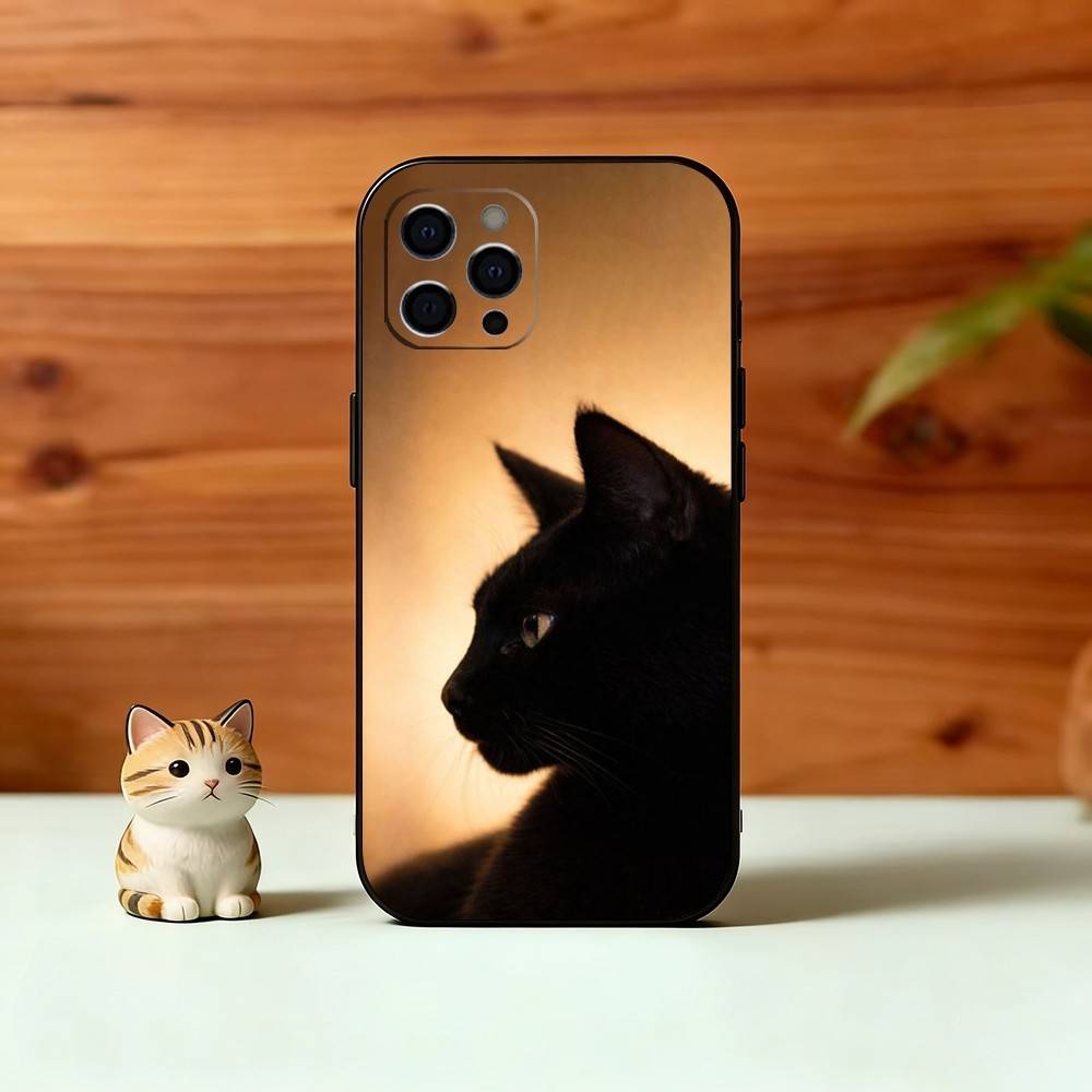 Black Cat Phone Case Silicone Soft For IPhone 17 16 15 14 13 12 11 X XR Plus Pro Max Plus