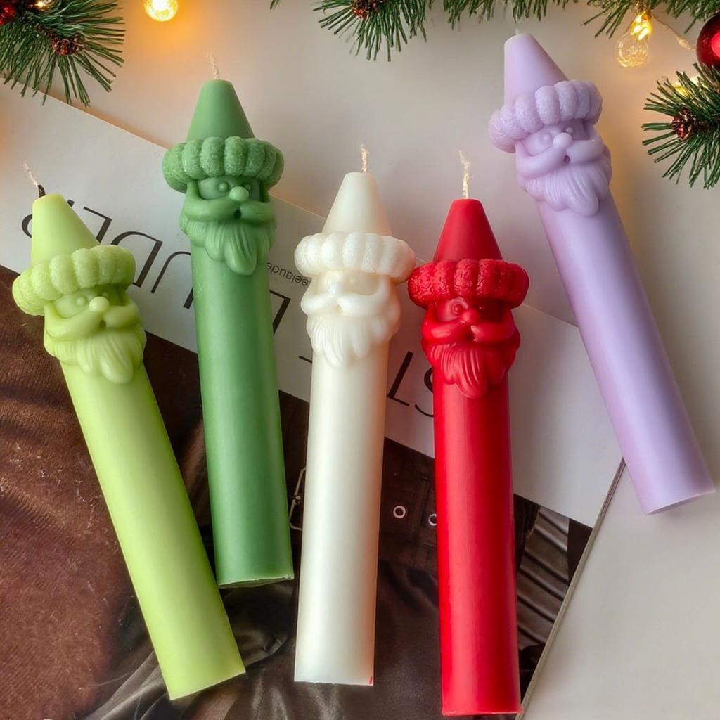 Santa Clause Pillar Candle Silicone Mold For Holiday Decoration Christmas Candle Silicone Mold for Making Candle Soap