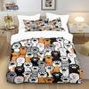 Cat Christmas Decor Comforter Cover Girl's Bedding Sets,Cartoon Print Quilt Cover 2 Pcs,Soft Twin Duvet Cover Set and Pillowcase