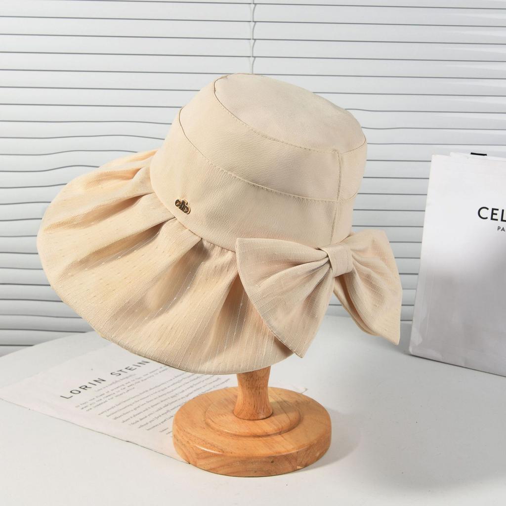 New Sunscreen Bucket Hat Women's Summer Bow Big Eaves Sun Hat Korean Version Casual Outdoor Travel Sun Hat