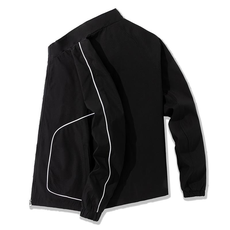 

Men s new spring and autumn solid color jacket young men fashion versatile zipper jacket top lapel handsome men s clothing M