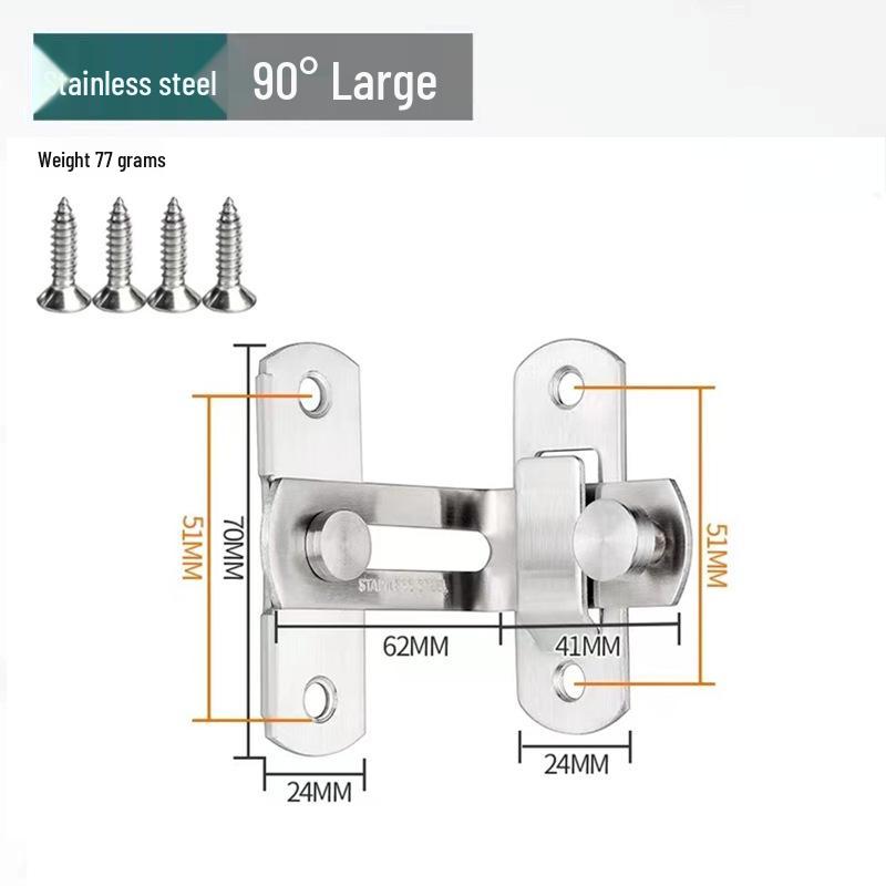 Black Stainless Steel 90° Door Latch Bolt for Home or Pet Doors