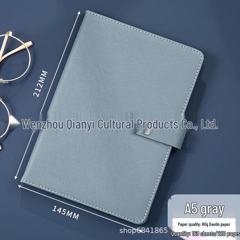 A5 Cross-Grain Notebook & Thermos Cup Gift Set with Custom Company Logo - Business Style Meeting Essentials серый