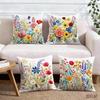 4Pcs Floral Printed Cushion Cover Rose Lily Daisy Hydrangea Pillow Case Polyester Home Decor Sofa Bedroom Living Room 2D Print