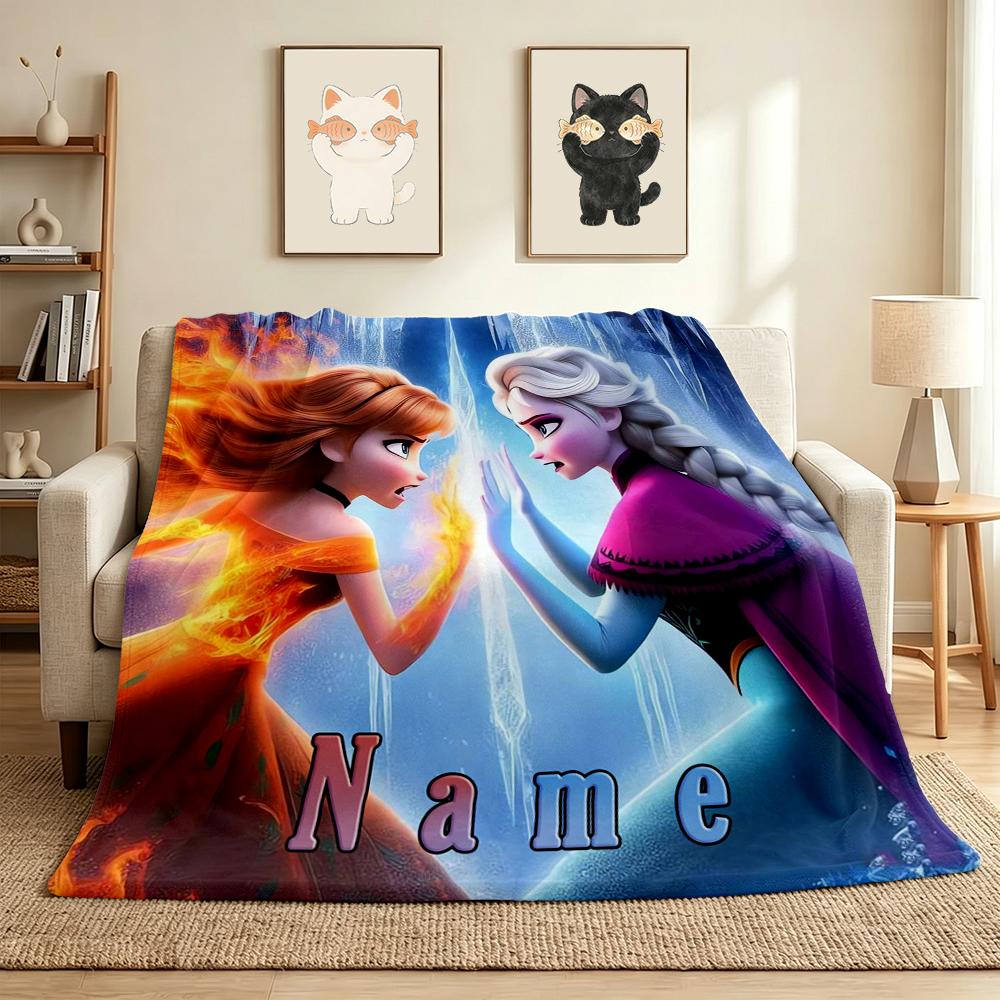 Custom Name Frozen Friendship Flannel Blanket Throw Blanket Soft Warm Sofa Bed home Decor Unique Gift