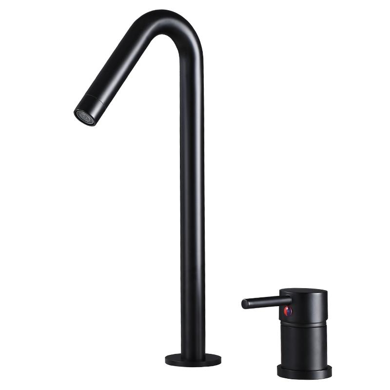 Widespread Bathroom Sink Mixer Single Lever Hot and Cold Basin Faucet Brass Black chrome finished Lavatory Tasp Brush Gold