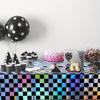 Disposable Checkered Plastic Tablecloth 2pcs Set Shiny Laser Rectangular Cover for Outdoor Picnic Camping Party Supplies