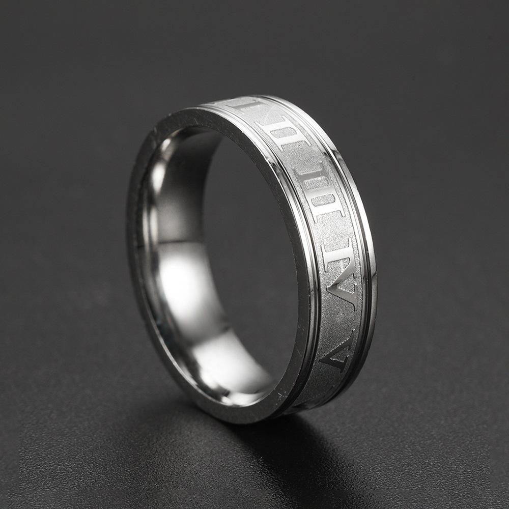 Einfache 6mm Punk Römische Ziffern Ringe Mode Herren Edelstahlringe Herren Hochzeit Verlobung Unisex Schmuck Dropshipping
