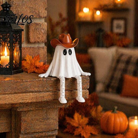 Handmade Vivid Character Statues 3D Printed Halloween Decoration, Cute Ghost Pumpkin Figurine with Holiday Party Atmosphere Ornaments Movable