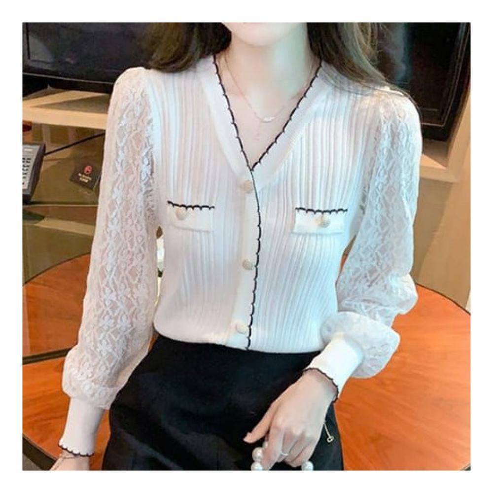 NaVaVa Women LoVely Lace V Neck Knit Cardigan Nk2276