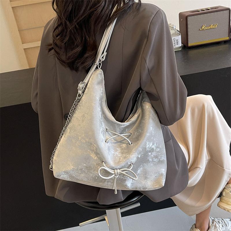 Fashion Large-capacity Bow Small Double Back Women's New Large-capacity Student Shoulder Bag Messenger Bag Tide