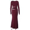 European Style Women's Winter Long Sleeve Lace Patchwork Bodycon Dress