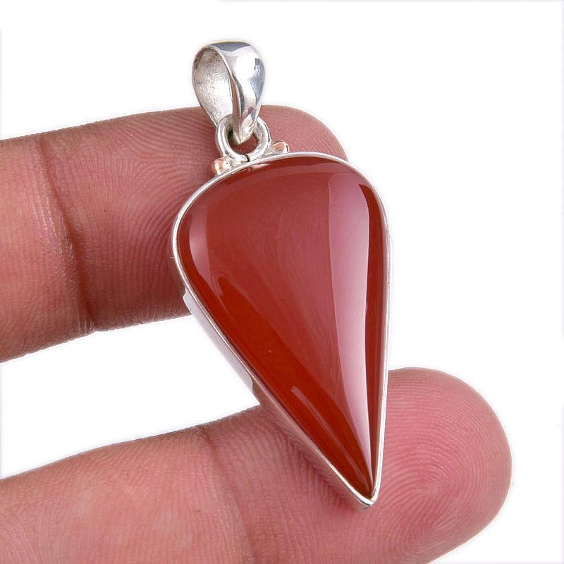 

Natural Red Onyx Gemstone Handmade 925 Solid Silver Jewelry Pendant 1.50 o9Q97